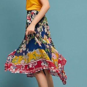 Leora Floral Pleated Skirt Anthropologie